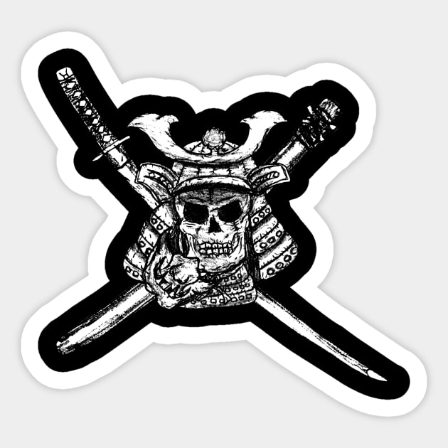 Samurai Skull Raider Jolly Roger Sticker by fixedthor
